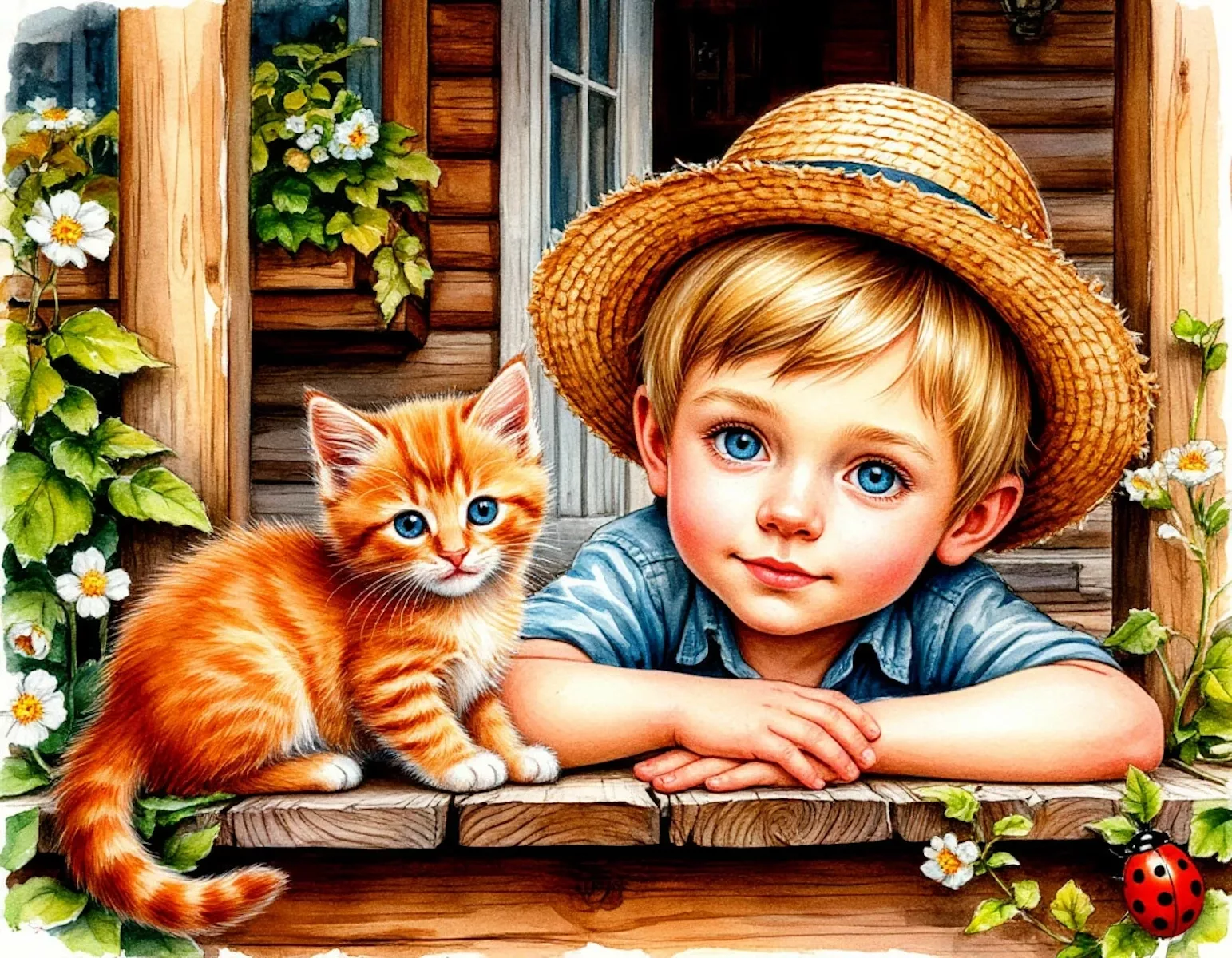 Мальчик и котенок