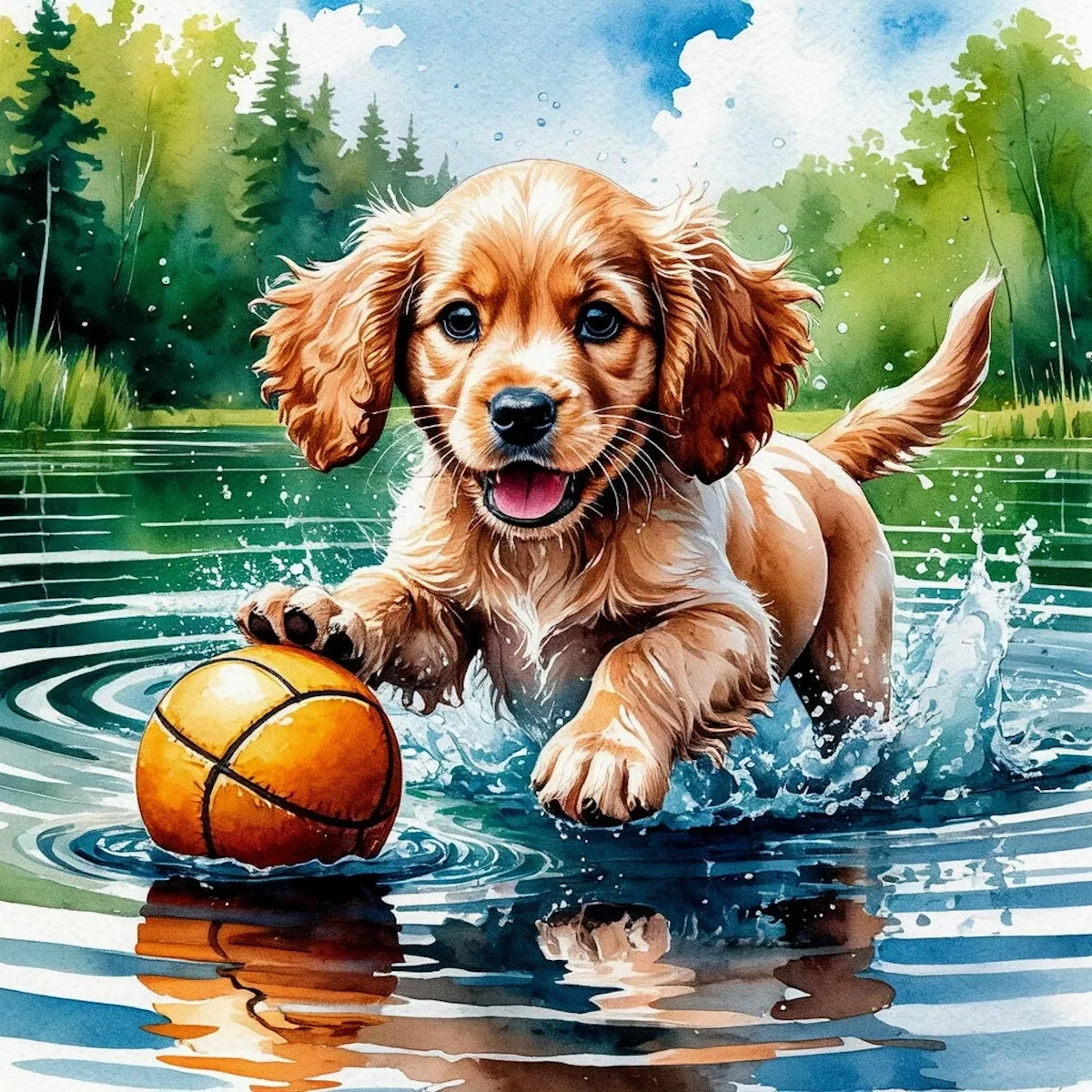 Щенок с мячиком