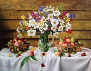 Букет и фруктовые корзинки