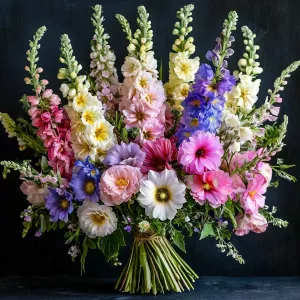 Букет с люпинами и мальвой