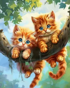 Два котенка на дереве