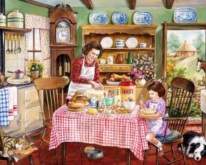 Доча с мамой на кухне