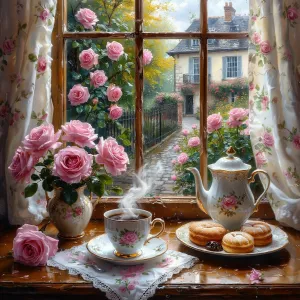 Розы, чай и пончики