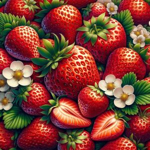 Клубника с цветами