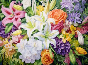 Разные лилии и розы