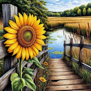 Подсолнух и озеро