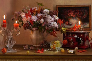 Хризантемы и свечи