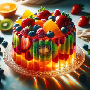 Желе с яркими ягодами и фруктами