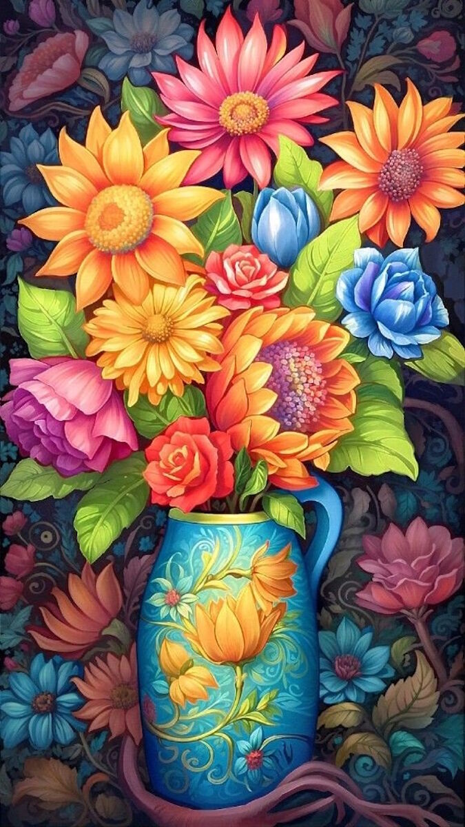 Цветы красочные в вазе