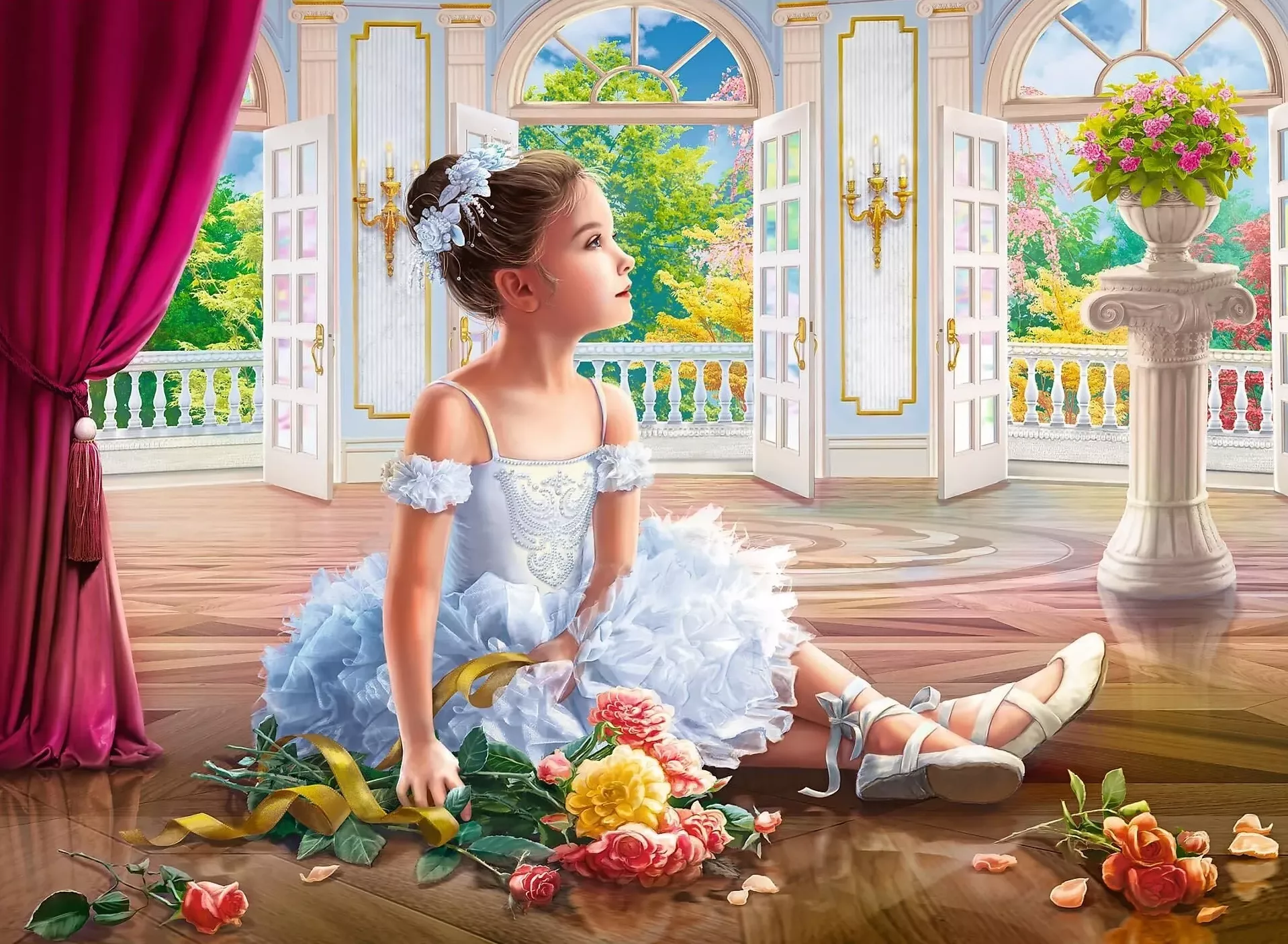 Балерина и цветы