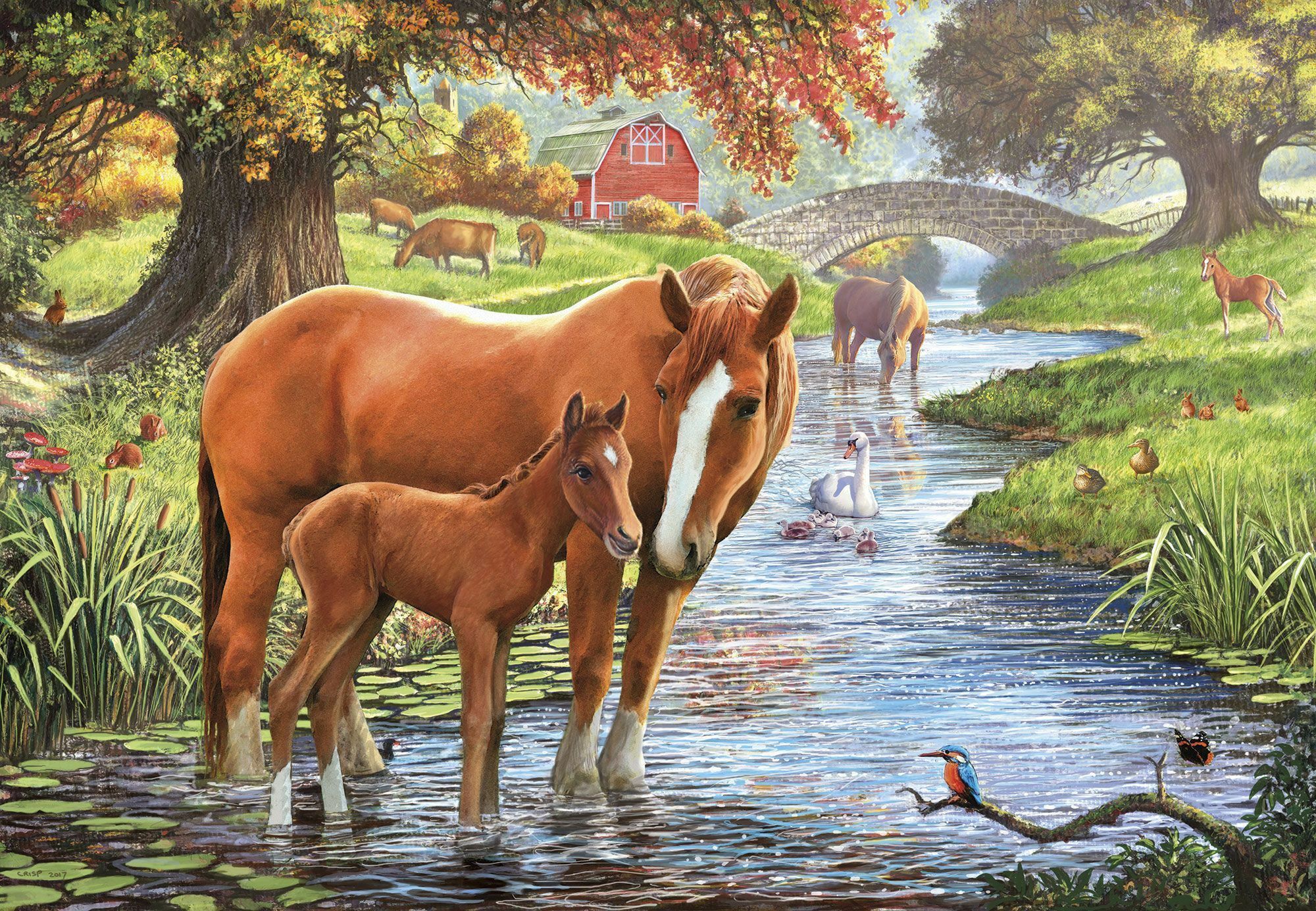 Лошади и мост