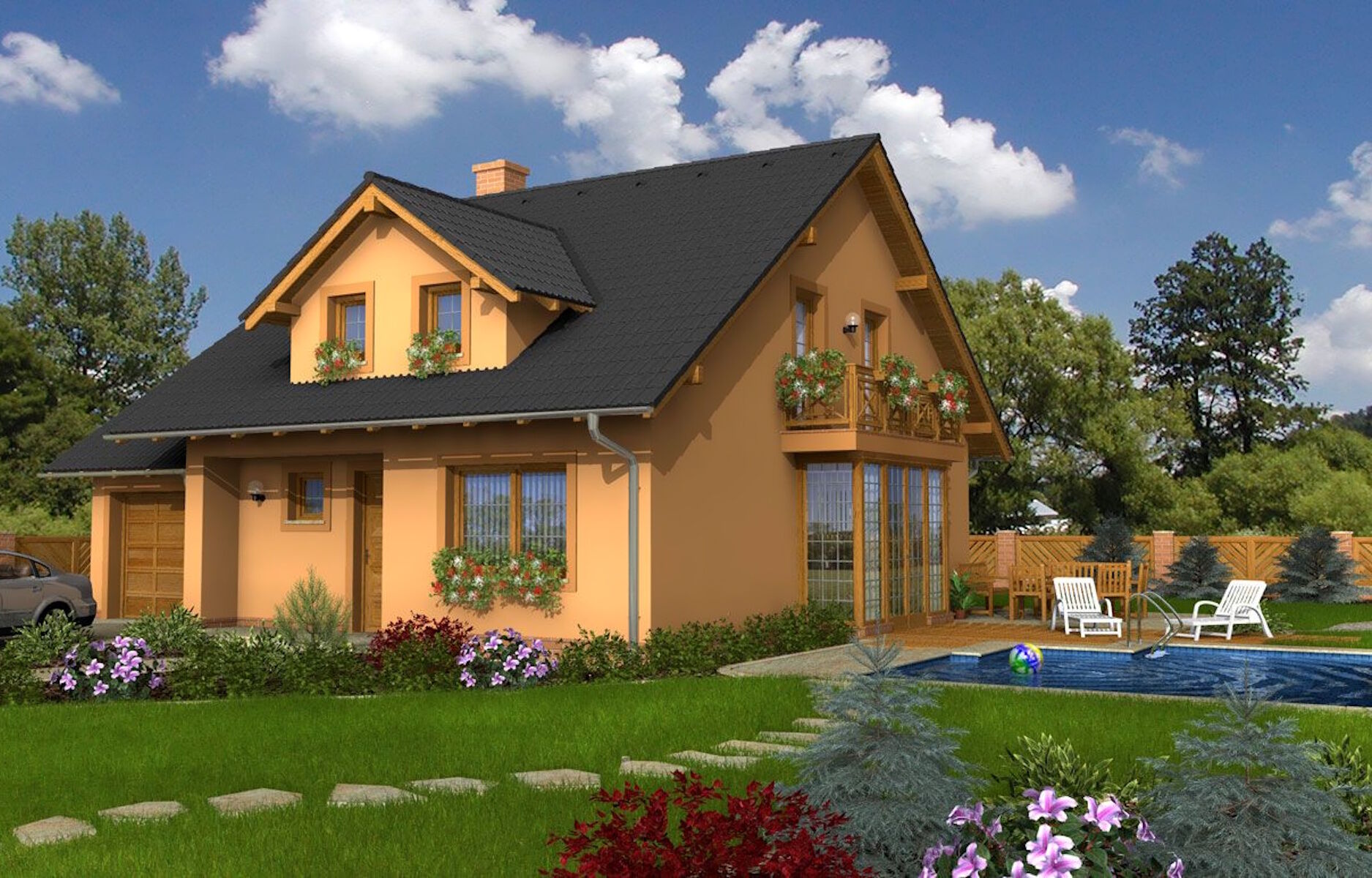 Домик с бассейном