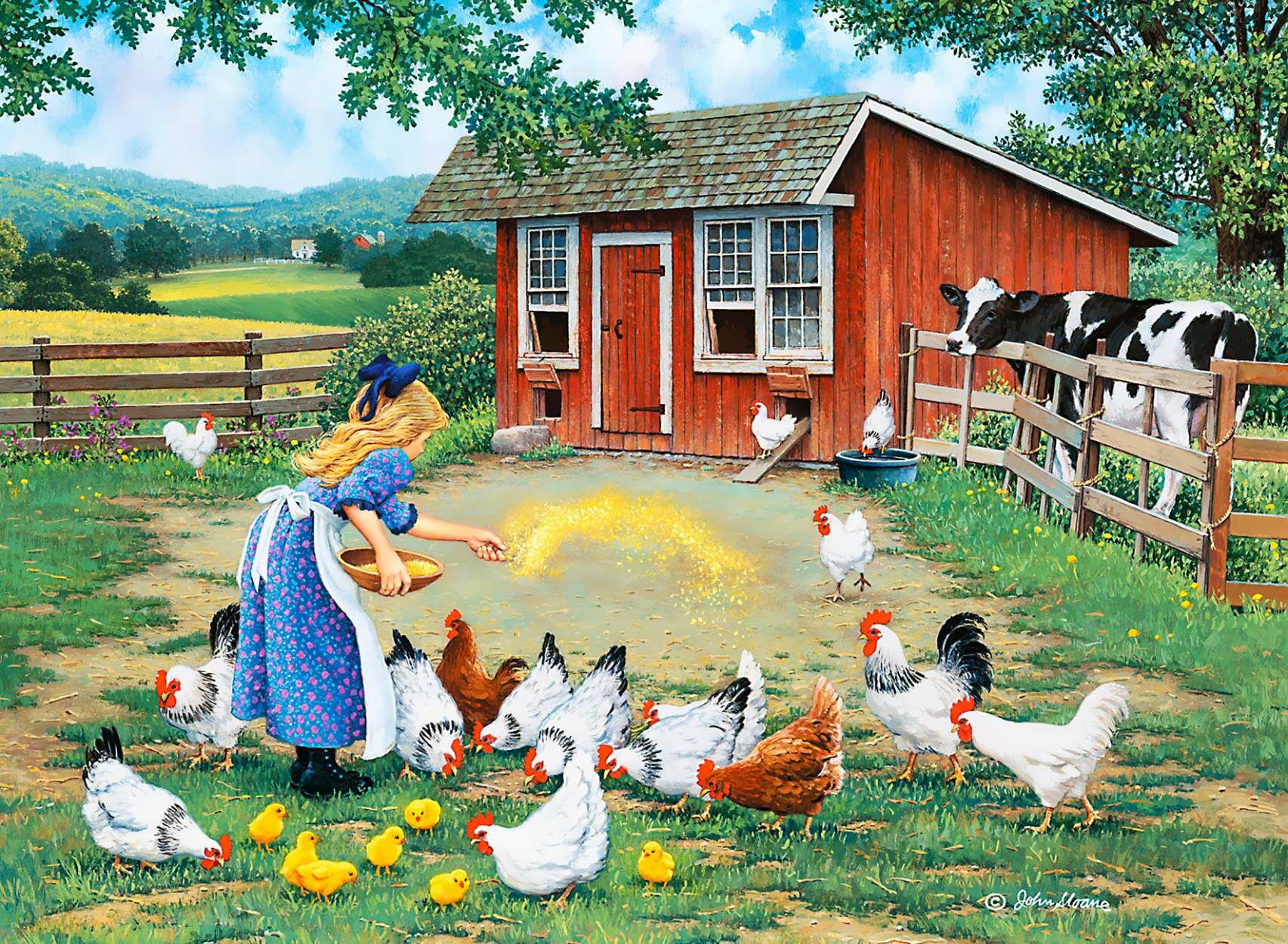 Девочка и куры