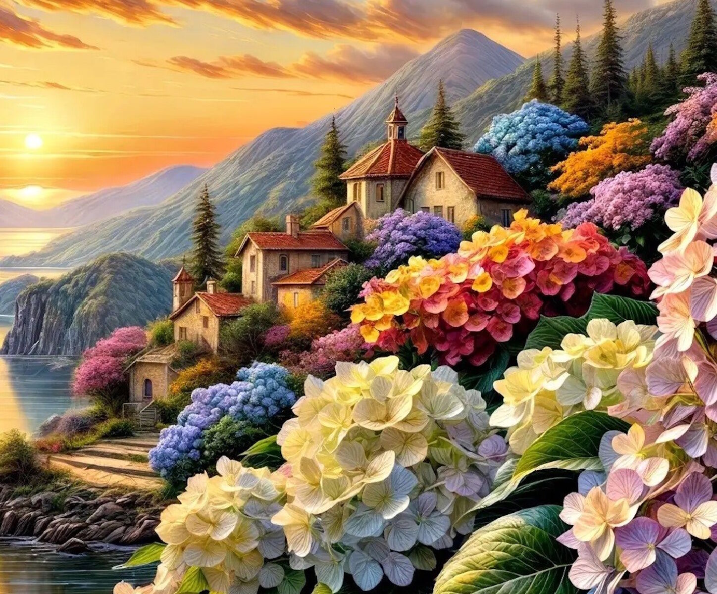 Гортензии и дома