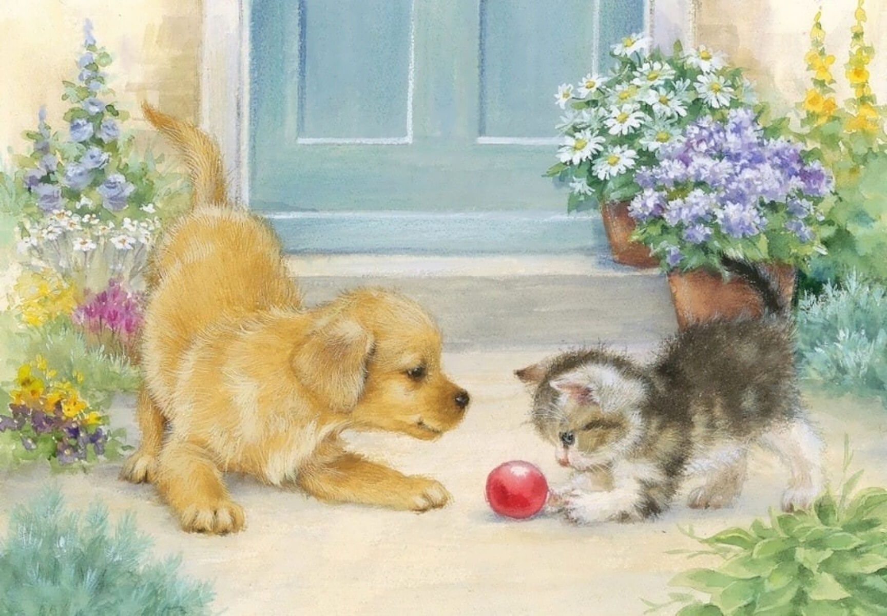 Два друга и мячик