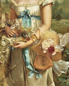 Шляпка и цветы в руках