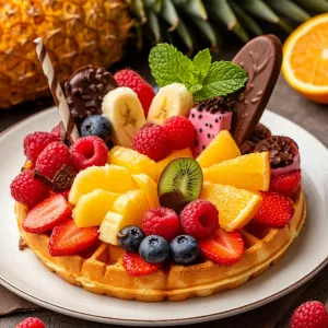 Ягоды и фрукты на вафле