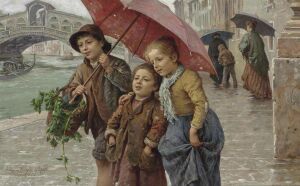 Дети под зонтом