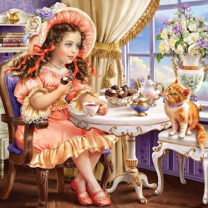 Девочка и котенок