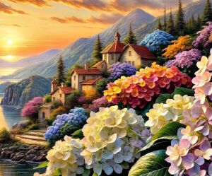 Гортензии и дома