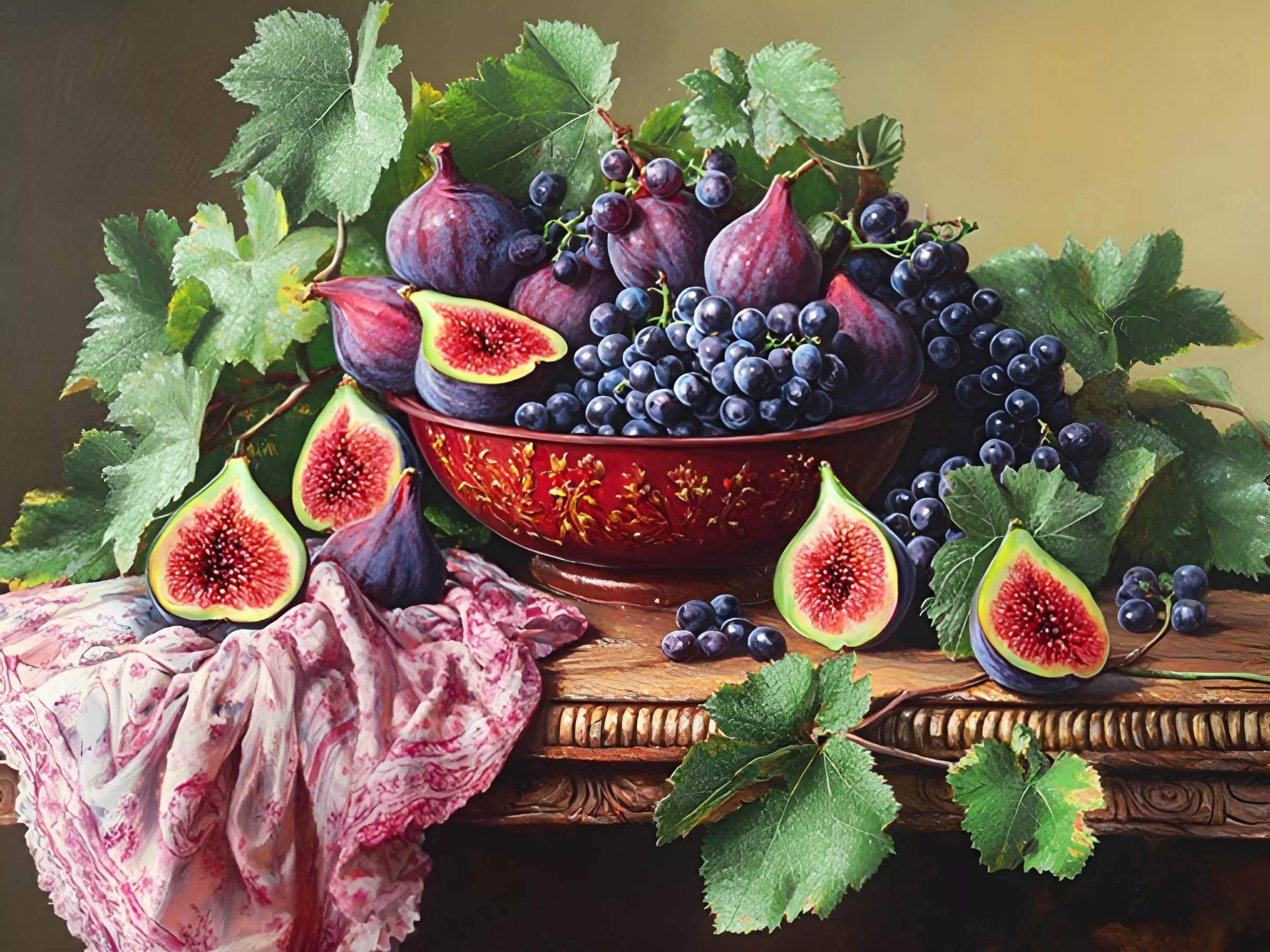 Инжир, виноград и платок