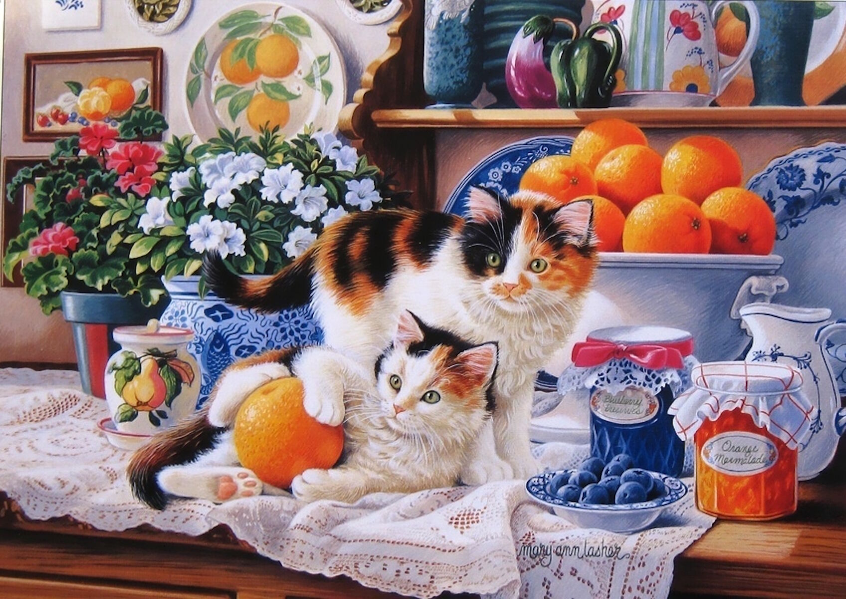 Котята и апельсин