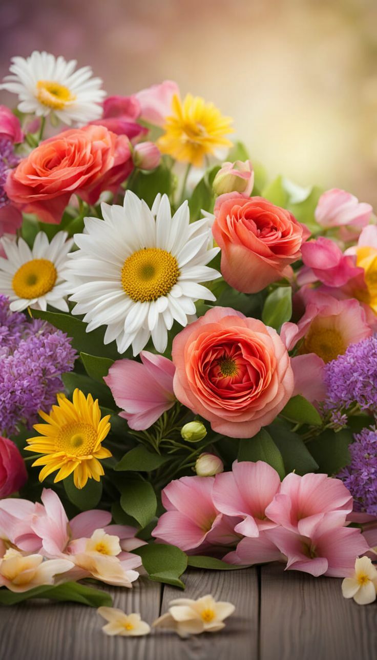 Ромашки и розы