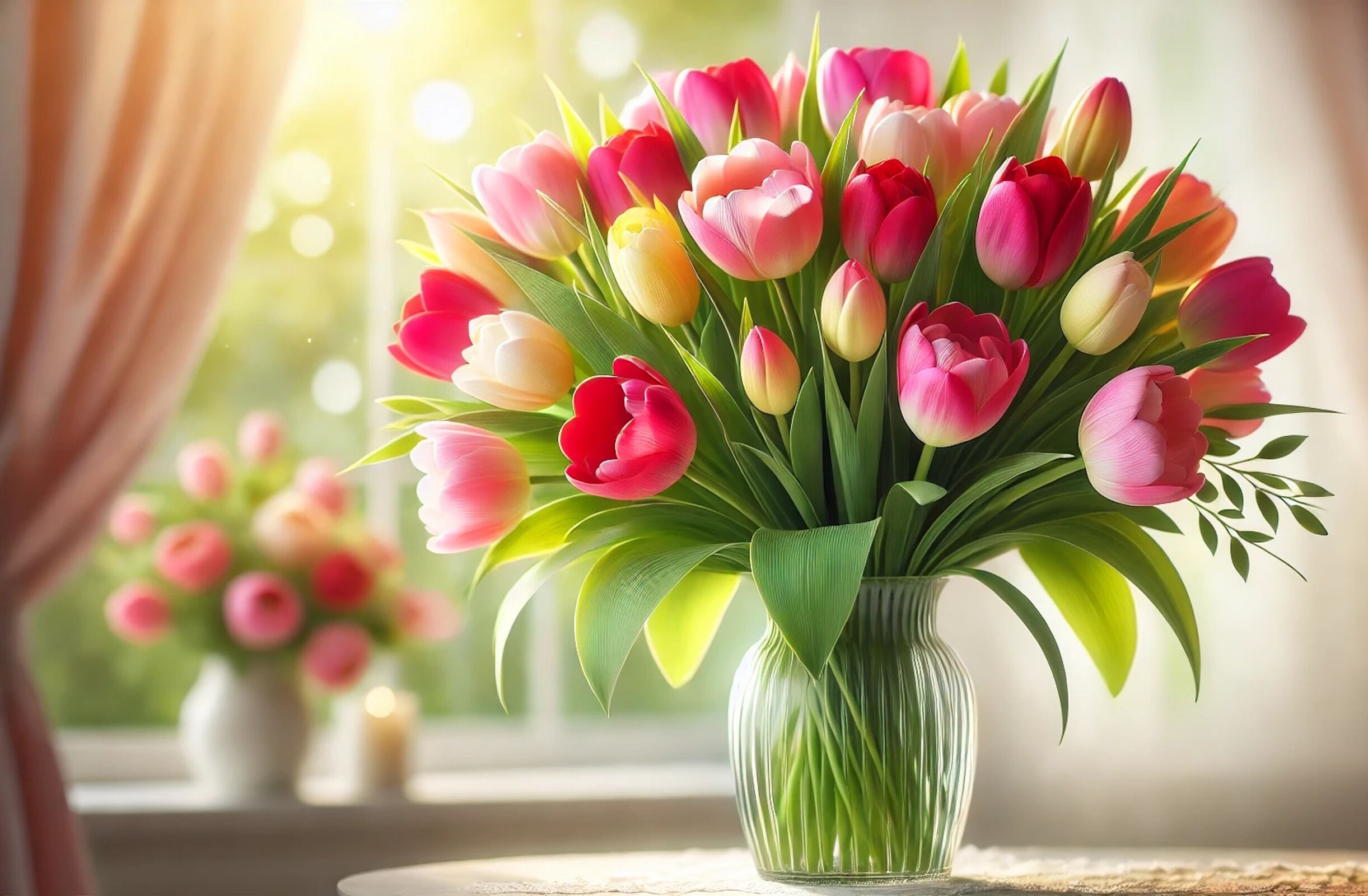 Красивые тюльпаны на столе