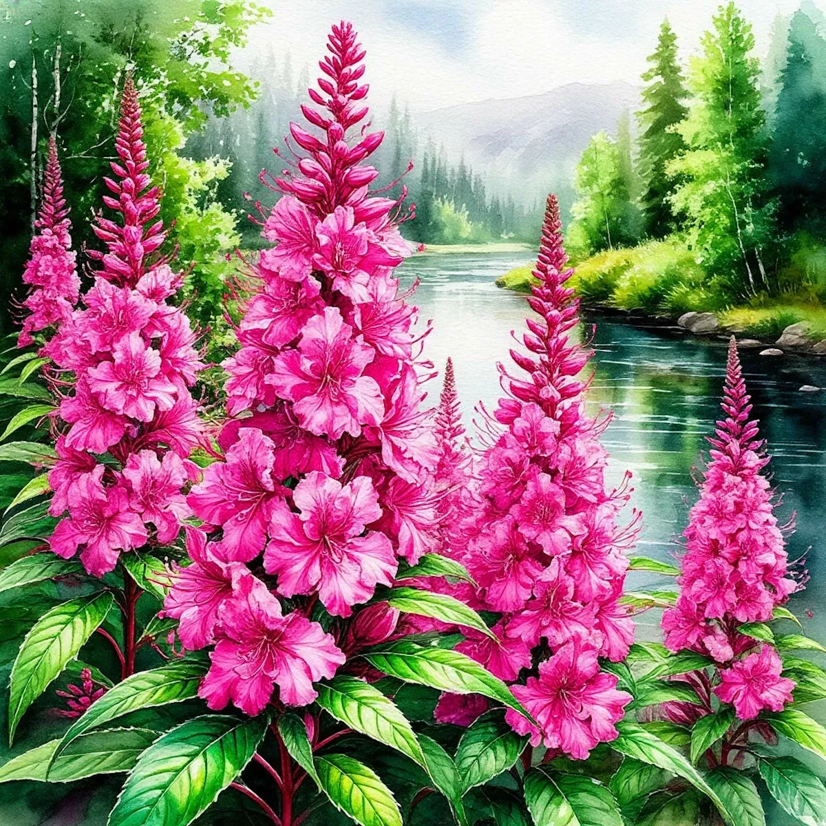 Иван-чай у реки