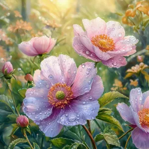 Цветы в капельках росы