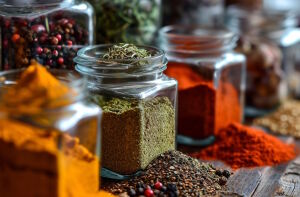 Разные специи в баночках