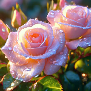 Розы в капельках росы