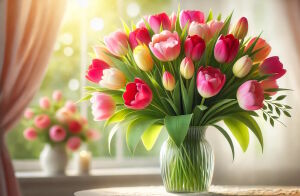 Красивые тюльпаны на столе