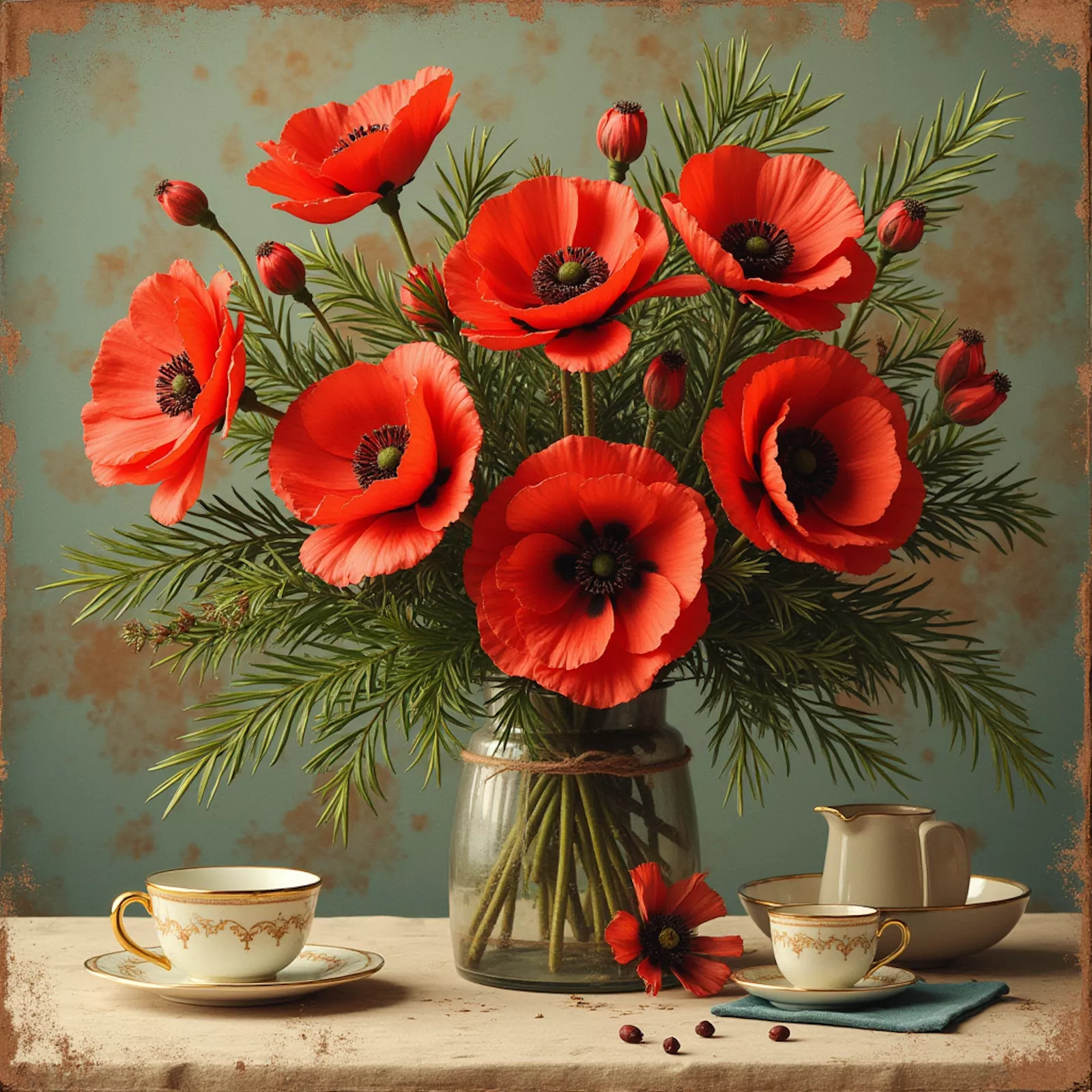 Букет с красными маками