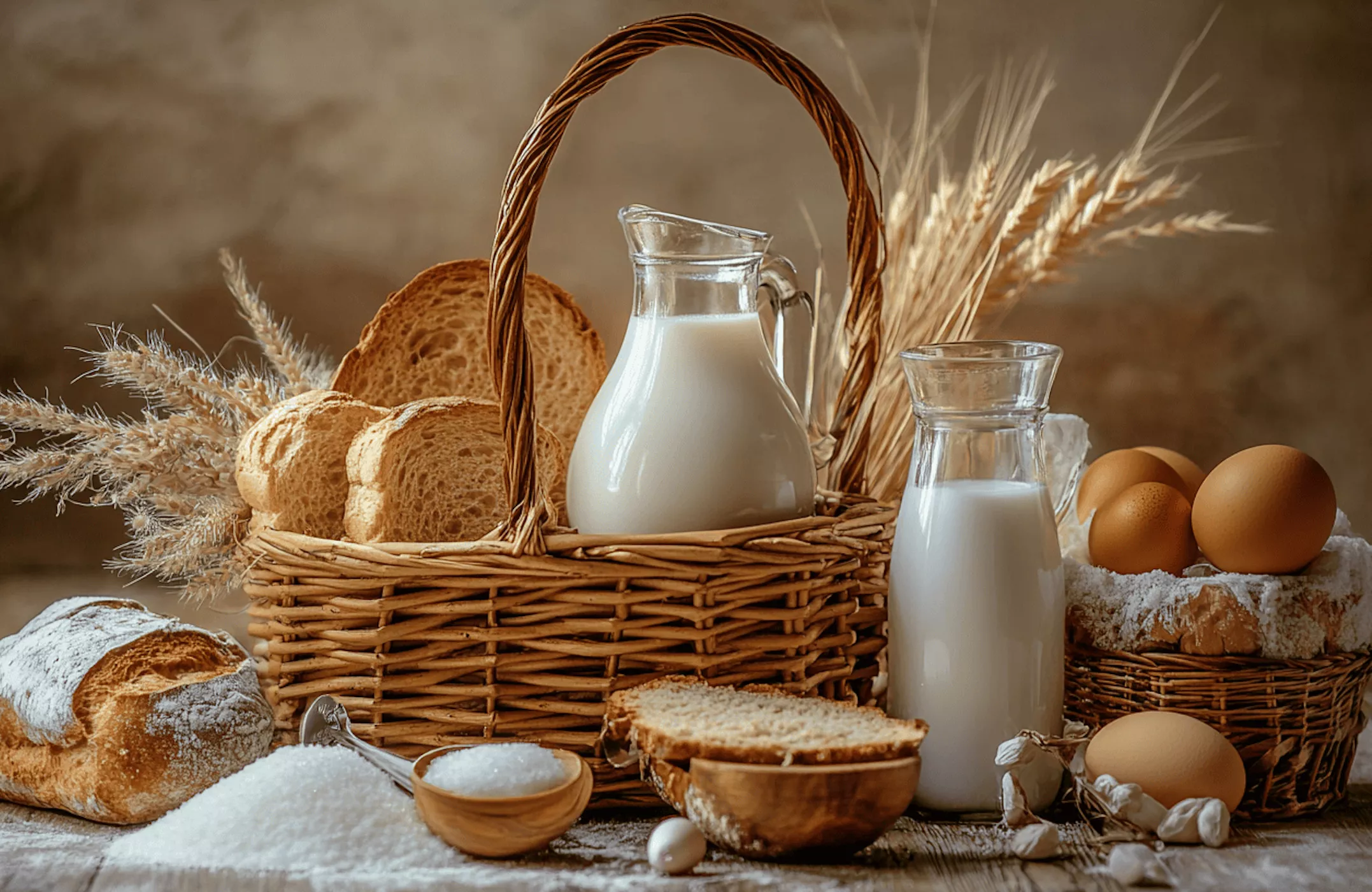 Молоко, хлеб и яйца