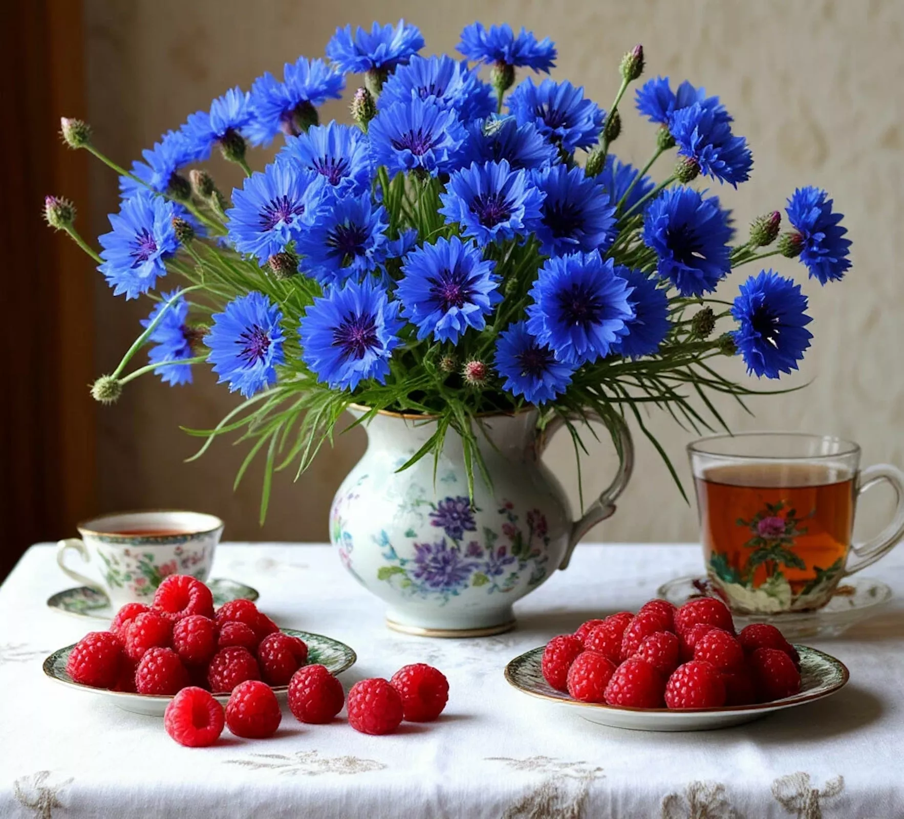 Васильки и малина