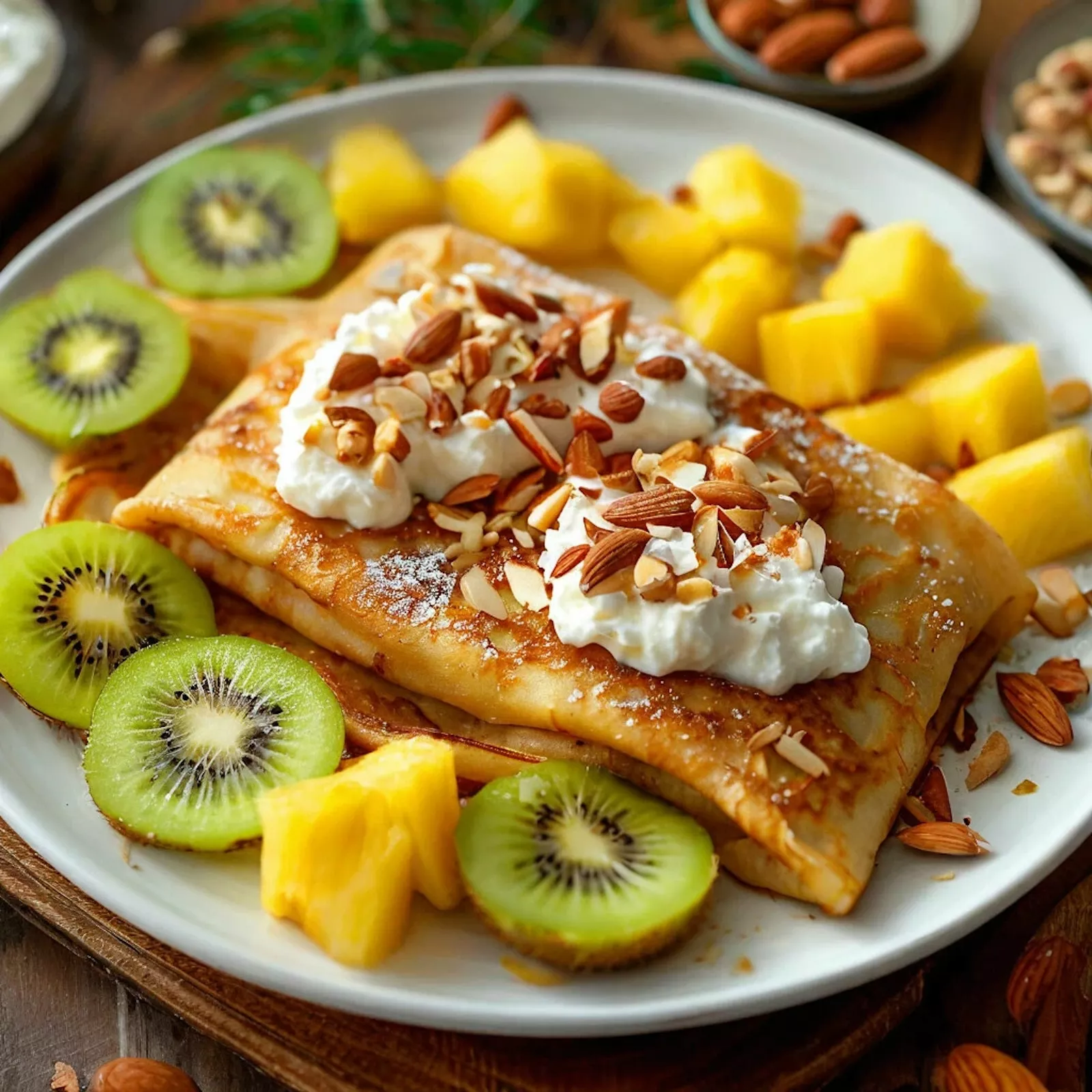 Блинчик с фруктами и орехами