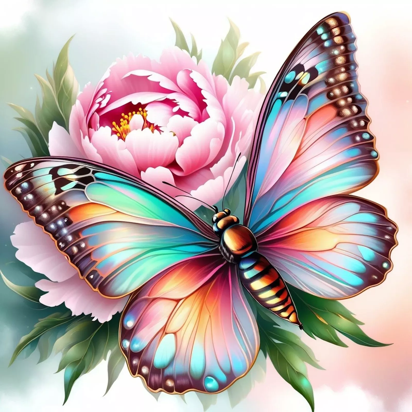 Бабочка и пион