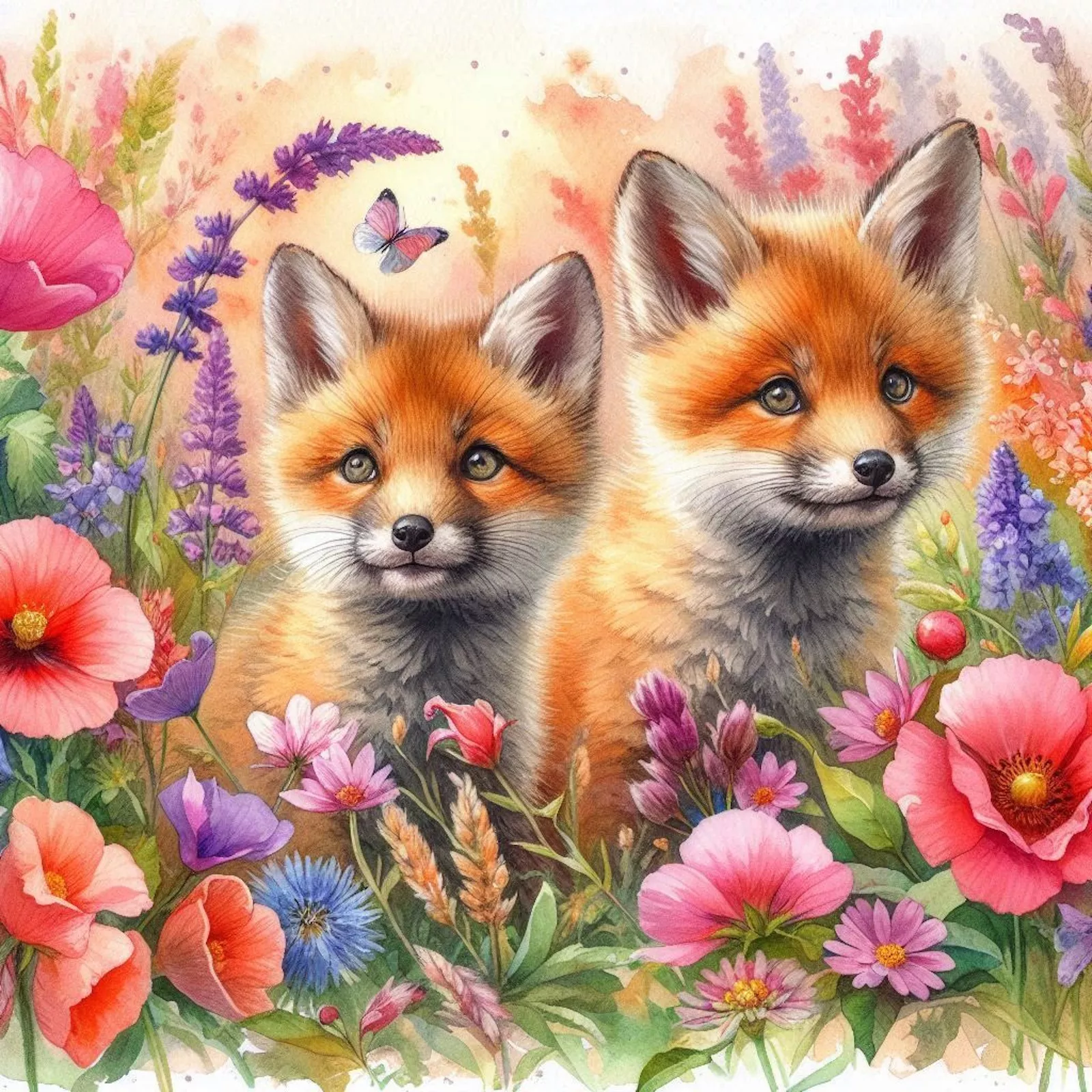 Лисята в цветах
