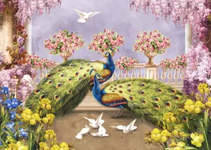 Два павлина на веранде