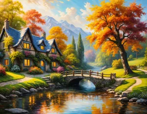 Старое дерево и дом