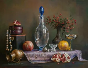 Кувшин, ягоды, гранат