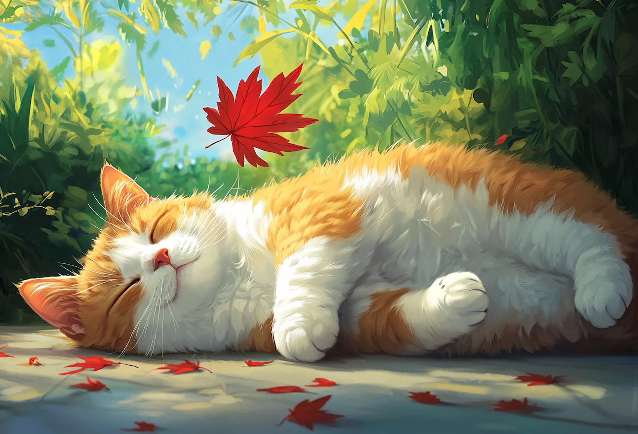 Котик и листва