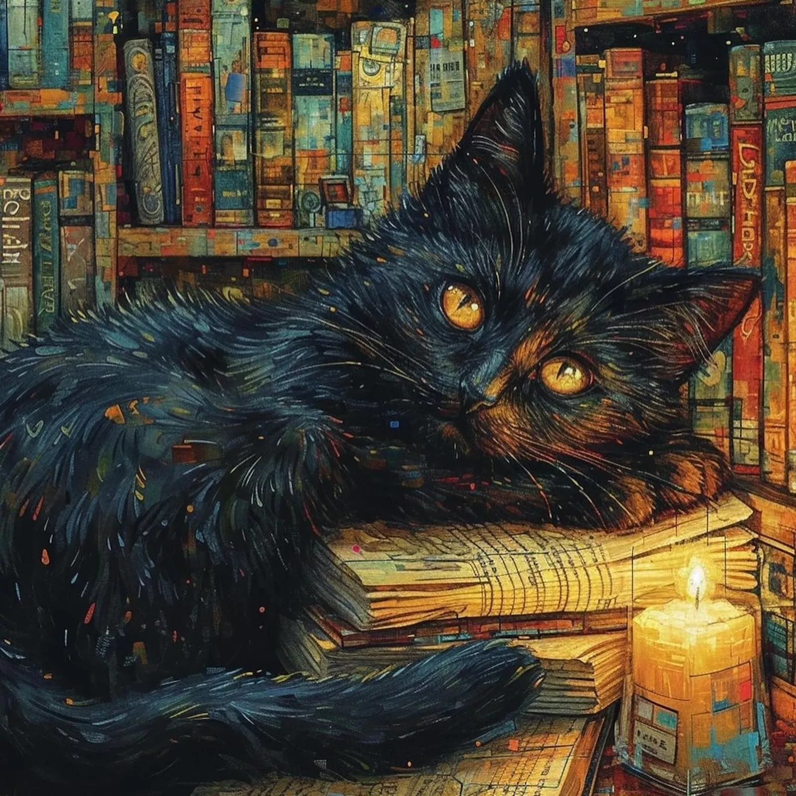 Кошка и книги