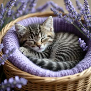 Котенок и лаванда