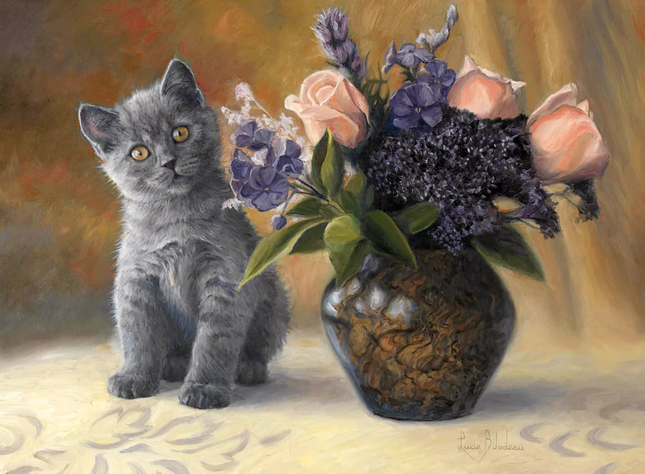 Котенок и букет