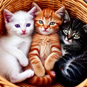 Три котика в корзинке