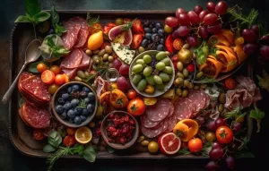 Мясо, оливки, виноград