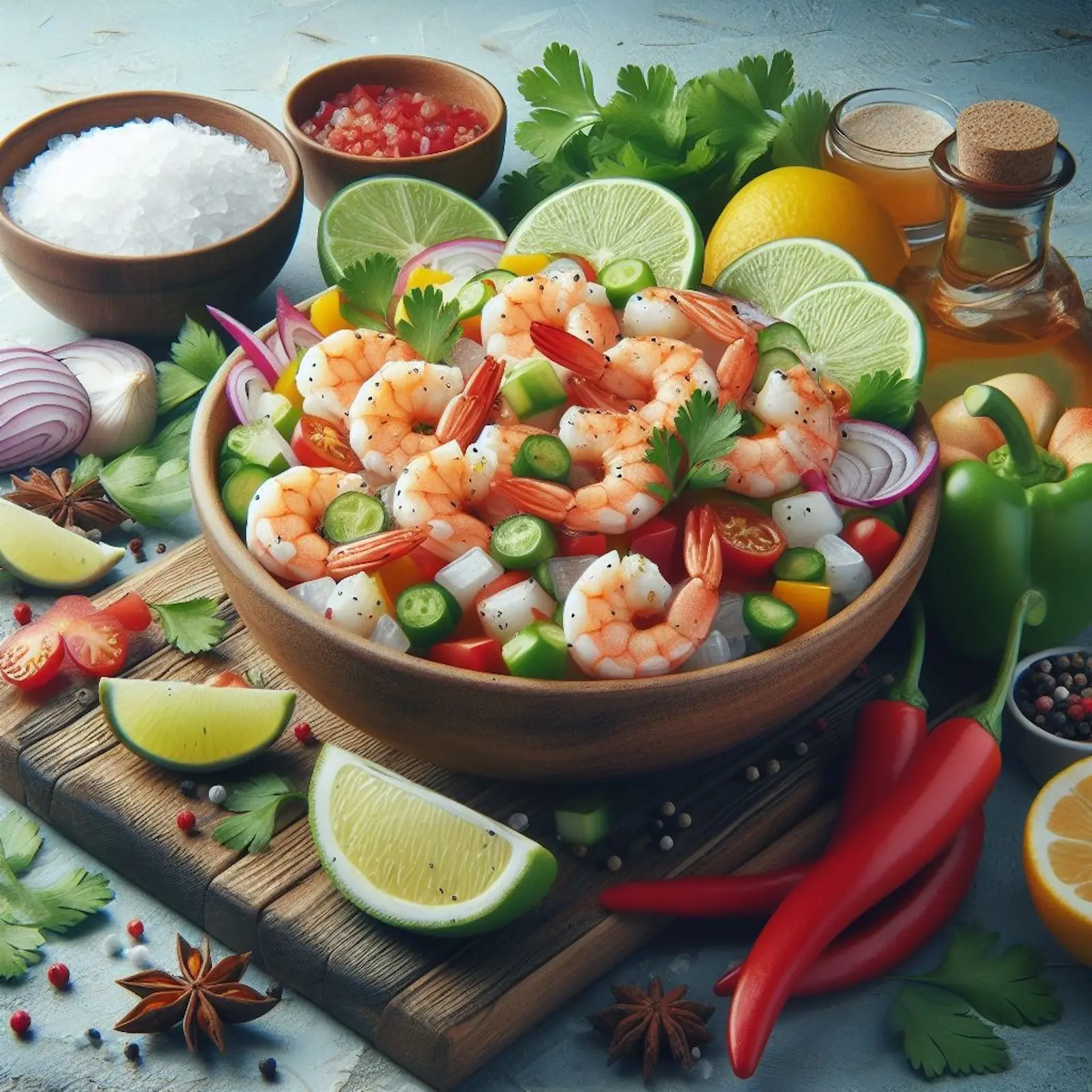 Салат с креветками и лаймом