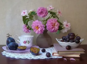 Сливы и цветы